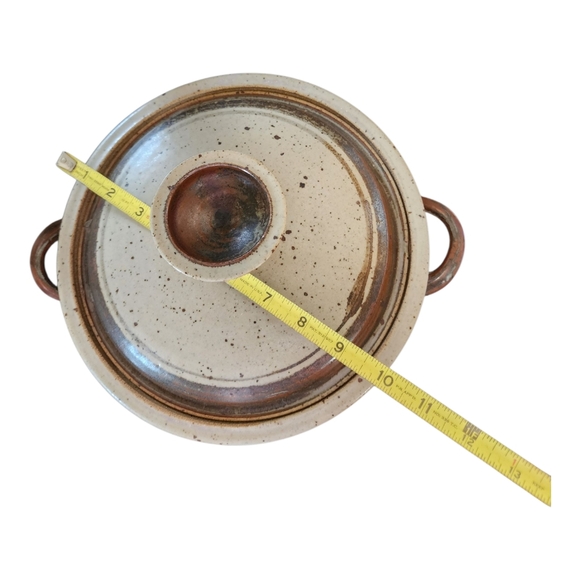Vintage Studio Glazed Stoneware Lidded Pot Signed Drip Glaze Speckled Heavy 9" - Picture 5 of 12